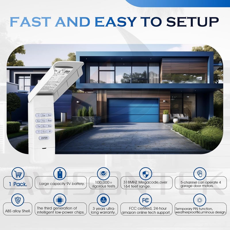 Avisontek 1 for LPWKP/MDTK Megacode Linear Garage Door Opener Keypad 3-Year-Warranty - Image 3